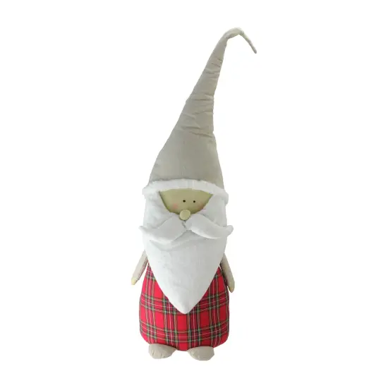 Northlight Plaid Blushing Santa Gnome Figure - 19" - Red and White {1}