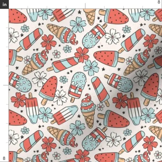 Various Fabrics by the Yard or Fat Quarter Popsicle Watermelon Ice Cream Picnic Summer 4Th July Flowers Custom Printed Fabric by Spoonflower {4}