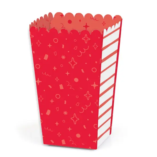 Big Dot of Happiness Red Confetti Stars - Simple Party Favor Popcorn Treat Boxes - Set of 12 {1}