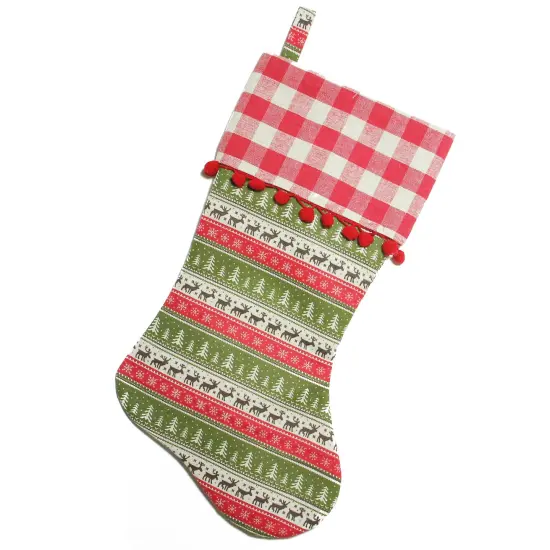 Northlight 19" Red and Green Rustic Lodge Christmas Stocking {1}