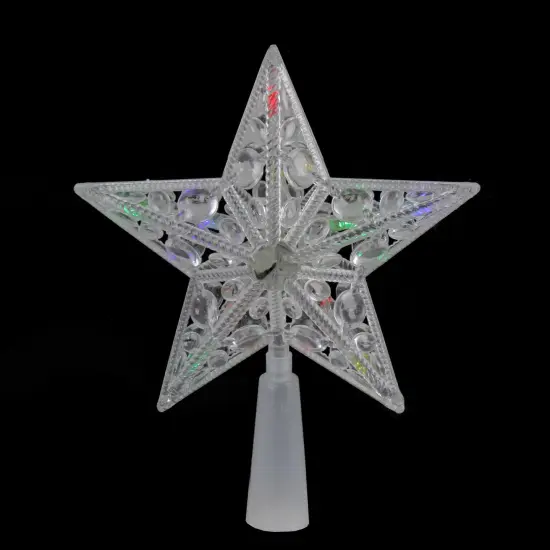 Northlight 7.5" Pre-Lit Clear Jeweled Star Battery Operated Christmas Tree Topper - Multicolor Lights {3}