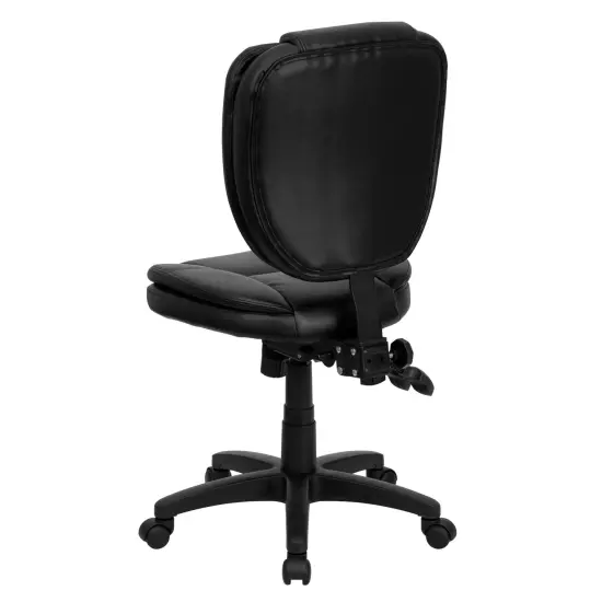 Emma and Oliver Mid-Back Multifunction Pillow Top Swivel Ergonomic Task Office Chair Black LeatherSoft {4}