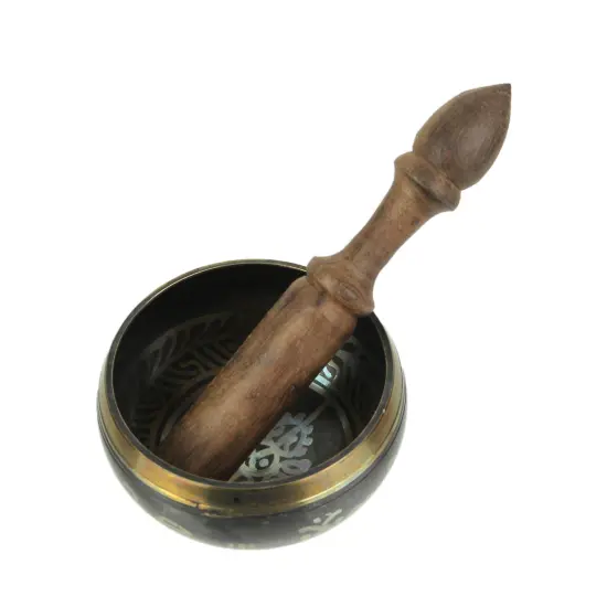 Antiqued Brass Tibetan Meditation Singing Bowl With Wooden Mallet 4 Inch {4}