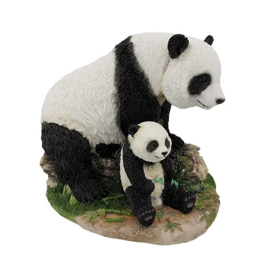 Mother And Child Panda Bear Statue Baby Animal {1}