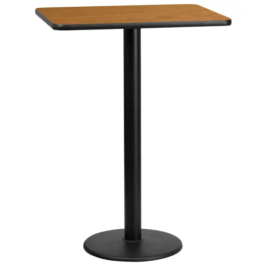 Emma and Oliver 24"x30" Rectangular Laminate Bar Table with 18" Round Base Natural {1}