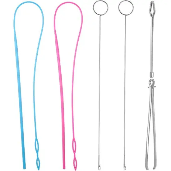 6 Pieces Sewing Loop Kit, Include Loop Turner Hook Flexible Drawstring Threader Metal Tweezers Long Loop Turner Tool with Latch for Fabric Belts Strips DIY Knitting Accessories {1}
