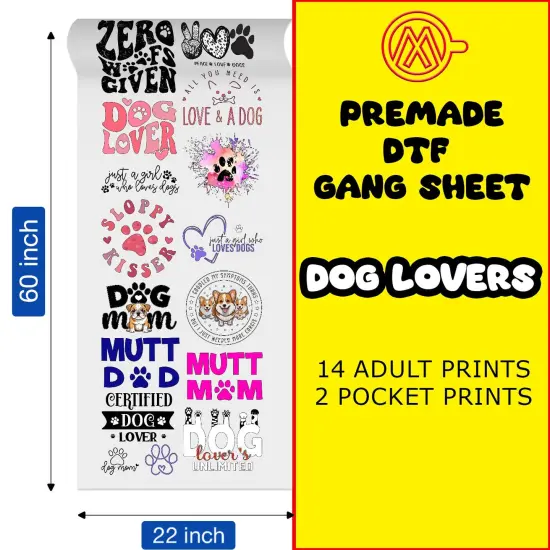 Dog Lover Direct-to-Film Transfer Gang Sheets - 22x60 {1}
