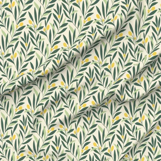 Various Fabrics by the Yard or Fat Quarter Green Yellow Botanical Garden Floral Nature Abstract Olive Medium Scale Custom Printed Fabric by Spoonflower {6}