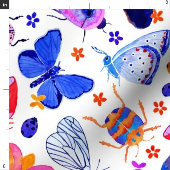 Various Fabrics by the Yard or Fat Quarter Modern Butterfly Butterflies Whimsical Insects Bugs Purple Blue Pink Watercolor Modern Custom Printed Fabric by Spoonflower {4}