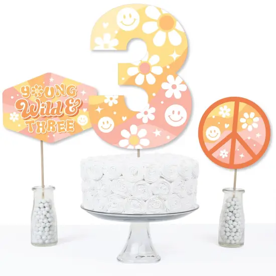 Big Dot of Happiness Young, Wild and Three - Boho Hippie Third Birthday Party Centerpiece Sticks - Table Toppers - Set of 15 {4}