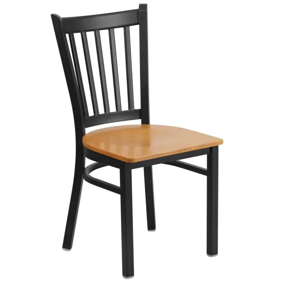 Emma and Oliver Vertical Back Metal Restaurant Dining Chair Walnut/BlackMetal {6}