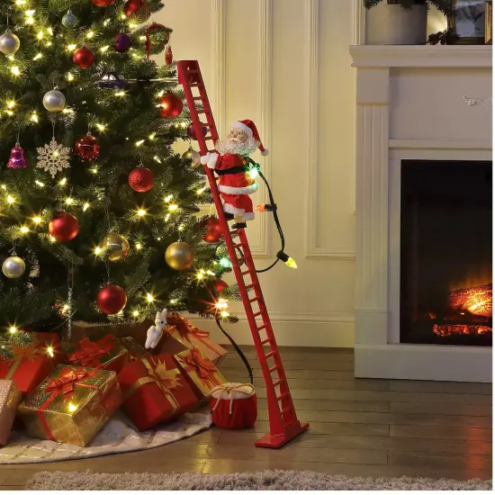 Mr. Christmas Mr. Christmas Animated and Musical Climbing Santa with Light Strand Red {3}