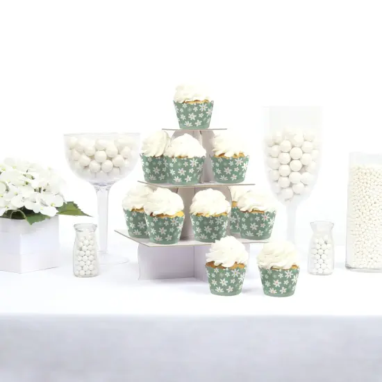 Big Dot of Happiness Sage Green Daisy Flowers - Floral Party Decorations - Party Cupcake Wrappers - Set of 12 {3}