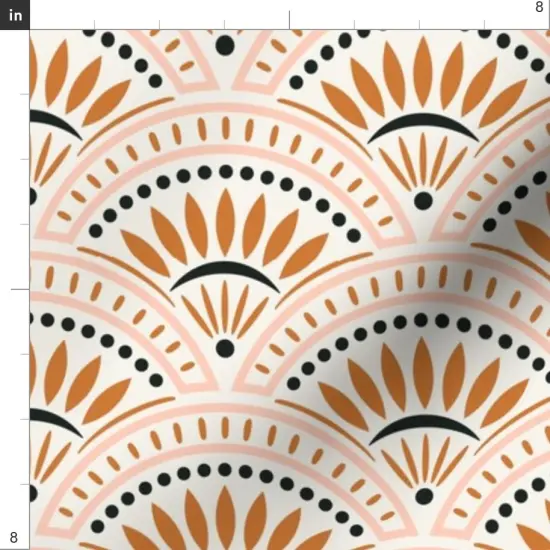Various Fabrics by the Yard or Fat Quarter Orange Scales Scallops Fans Geometric Vintage 20'S Medium Scale Art Nouveau Victorian. Custom Printed Fabric by Spoonflower {4}