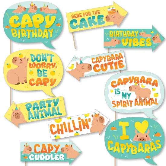 Big Dot of Happiness Funny Capy Birthday - Capybara Party Photo Booth Props Kit - 10 Piece {1}