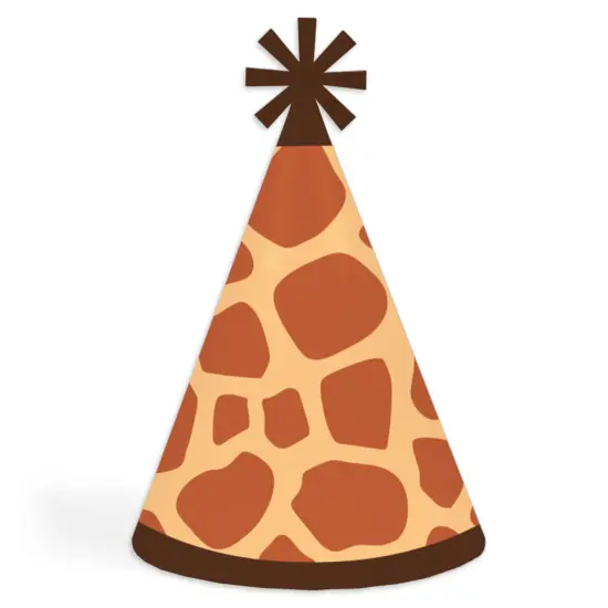 Big Dot of Happiness Giraffe Print - Cone Happy Birthday Party Hats for Kids and Adults - Set of 8 (Standard Size) {1}