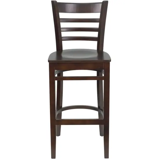 Emma and Oliver Ladder Back Wooden Restaurant Dining Barstool WalnutWood {3}