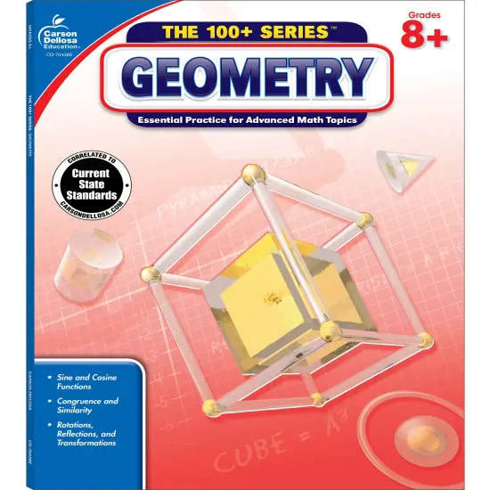 Carson Dellosa The 100 Series Geometry Workbook, Math Book for Grades 8 and Up Covering Trigonometry, Geometric Equations, and More, Classroom or Homeschool Curriculum {1}