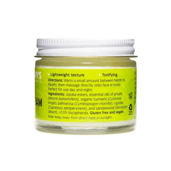 Uncle Harry's Natural Products Ayurvedic Face Cream with Jojoba Esters and Pure Essential Oils of Turmeric, Sandalwood, Palmarosa, and Cypress for Day and Night Use, Vegan, 2 oz Glass Jar {3}