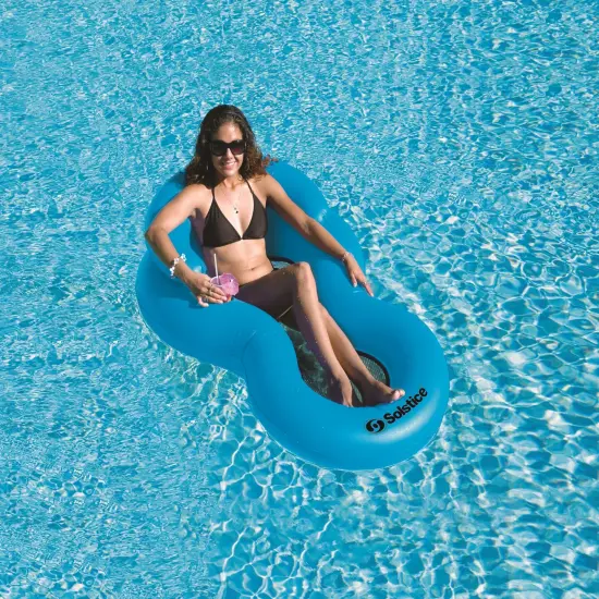 Swim Central Inflatable Chill Swimming Pool Floating Lounge Chair - 61" - Blue {3}
