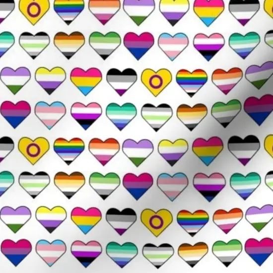 Various Fabrics by the Yard or Fat Quarter Pride Hearts Lgbtq Pan Gay Trans Queer Asexual Intersex Bi Aromantic Nonbinary Small Scale Custom Printed Fabric by Spoonflower {7}