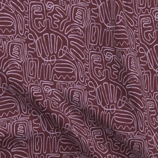 Various Fabrics by the Yard or Fat Quarter Boho Squiggles Purple Mauve Line Art Brush Strokes Custom Printed Fabric by Spoonflower {5}