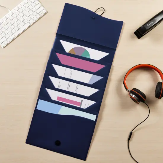 Avery Slide & View Expanding File Folder, 6 Pockets, Letter Size, 1 Navy Folder (73545) {3}