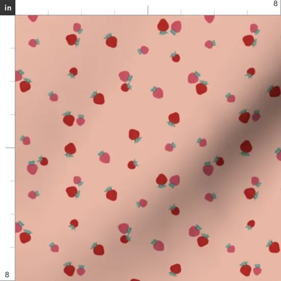 Various Fabrics by the Yard or Fat Quarter Ditsy Berries Pink Red Strawberry Fruit Small Scale Kitchen Custom Printed Fabric by Spoonflower {4}