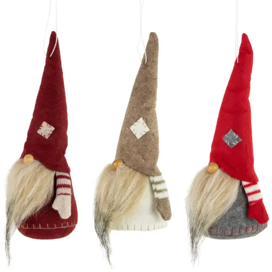 Northlight Bearded and Chubby Striped Arms Christmas Gnomes - 10.5" - Set of 3 Gray {5}