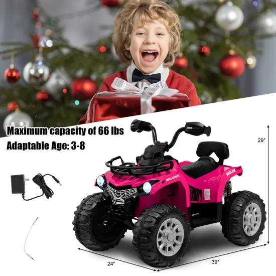 Kids Ride On Car Toy 4 Wheeler with MP3 and Headlights Ideal Gift for Birthdays or Christmas Pink {2}