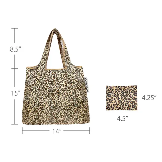 Wrapables Foldable Tote Nylon Reusable Grocery Bag (Set of 2) Leopard Print {3}