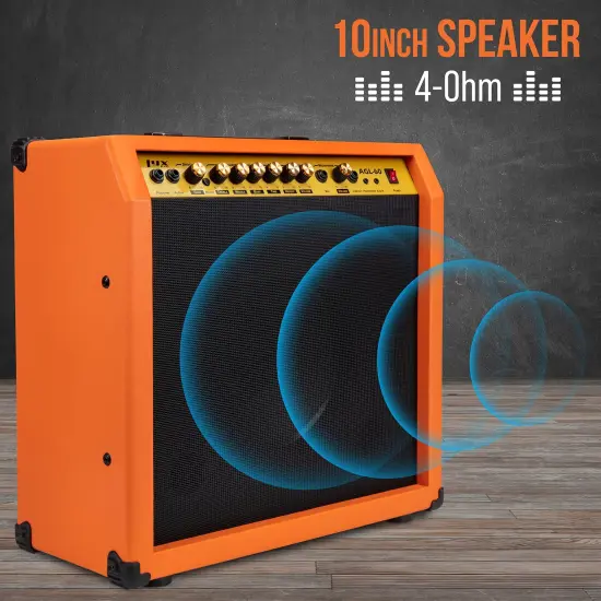 LyxPro Electric Guitar Amp, 60 Watt Portable Amplifier Sunburst {4}