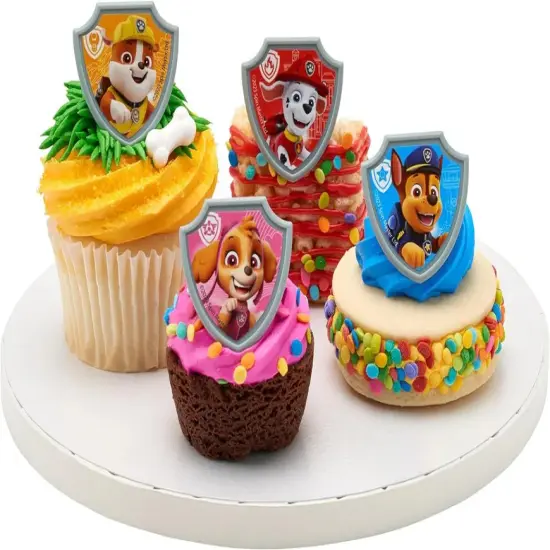 Paw Patrol Reporting For Duty Rings, Cupcake Decorations Featuring Chase, Marshall, Skye, And Rubble - 12 Pack {5}