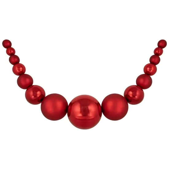 Northlight 6' Red Shiny and Matte Shatterproof Ball Christmas Swag {1}