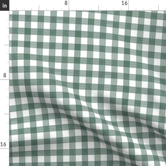 Various Fabrics by the Yard or Fat Quarter Green Plaid Country Gingham Check Large Picnic Moss Cottagecore Custom Printed Fabric by Spoonflower {2}