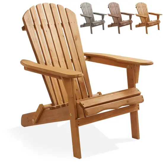 Casafield Folding Adirondack Chair, Cedar Wood Outdoor Fire Pit Lounge Chairs for Patio, Deck, Yard, Lawn and Garden Seating, Partially Pre-Assembled {7}