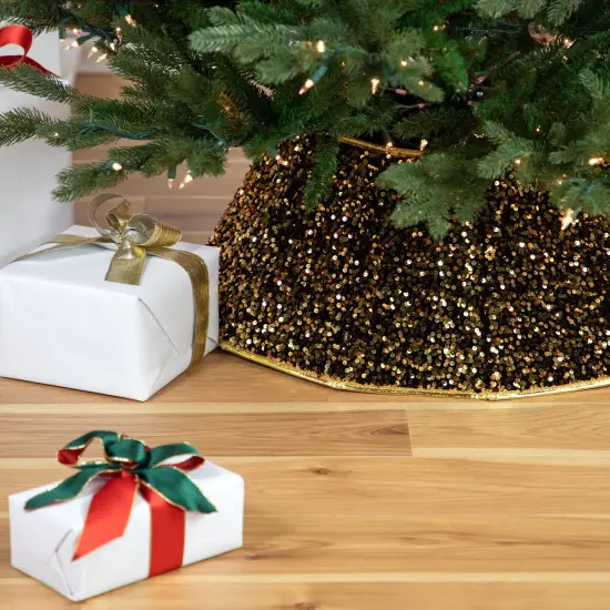 Northlight 26" Gold Sequins Hexagonal Christmas Tree Collar {3}