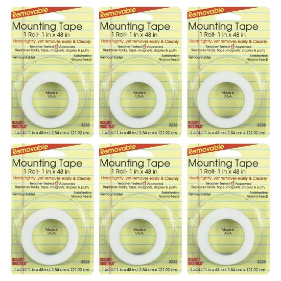 Removable Magic Mounting Tape, 1" x 48", 6 Rolls {1}