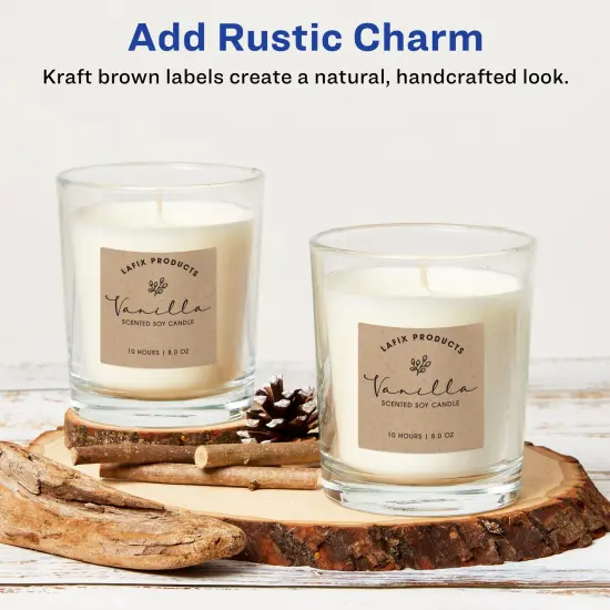 Avery Kraft Brown Square Labels with Sure Feed Technology, 2" x 2", Print to the Edge, Laser/Inkjet Printable Labels, 300 Total (22846) {2}