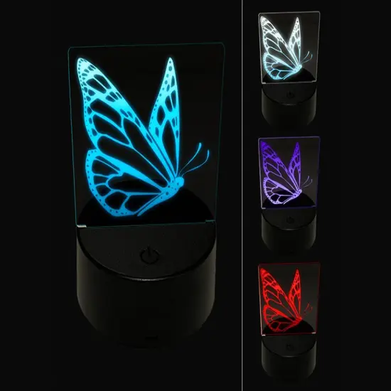 Flying Butterfly 3D Illusion LED Night Light Sign Nightstand Desk Lamp {1}