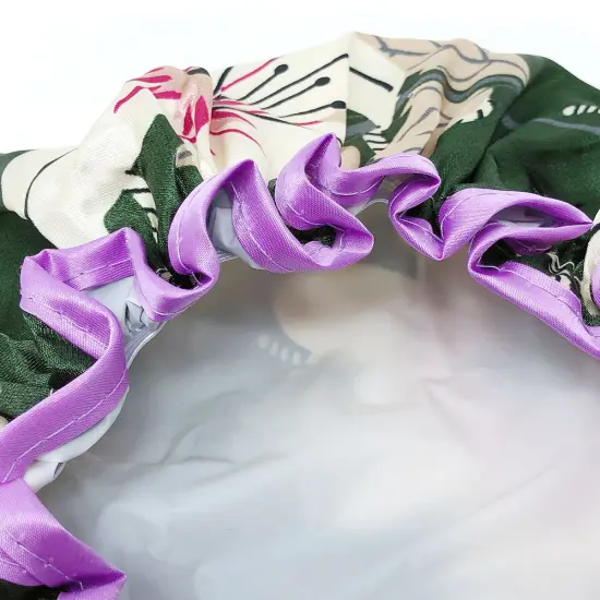 Wrapables Reusable Women's Waterproof Shower Caps for Long Hair Lilies Green {4}