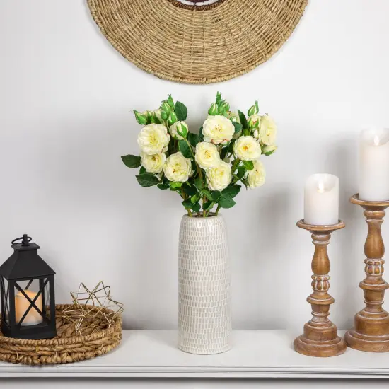 Northlight Real Touch&trade; White Artificial Camellia Rose Floral Sprays, Set of 6 - 23" {3}