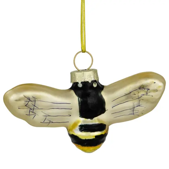 Northlight 3.25" Black and Yellow Bee Glass Christmas Ornament {1}
