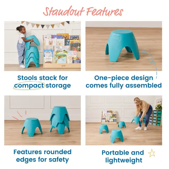 Ayana Stool Set, Flexible Seating, 4-Pack Turquoise {5}