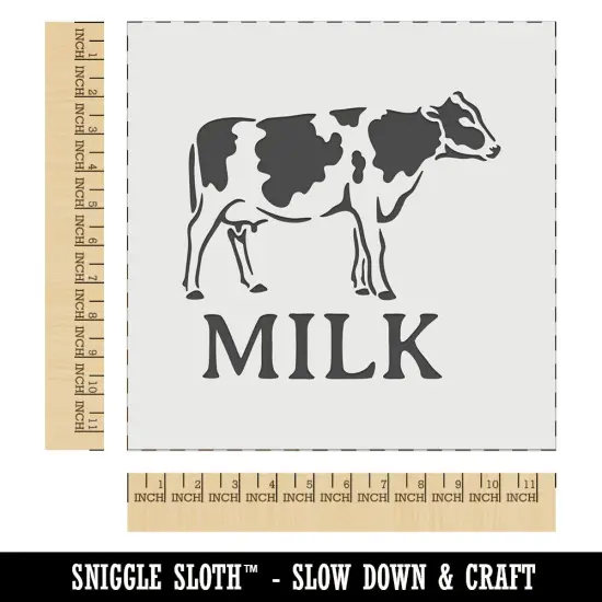 Milk Text with Spotted Cow Farm Dairy Wall Cookie DIY Craft Reusable Stencil {1}