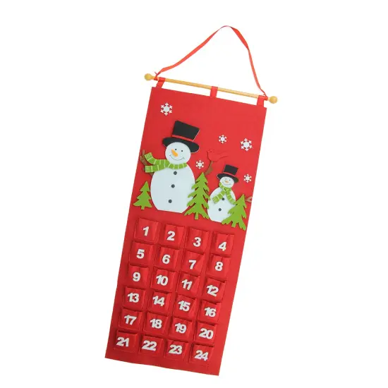 Gallerie II 27.5" Red and White Decorative Felt Snowman Advent Calendar Hanging Christmas Decoration {1}