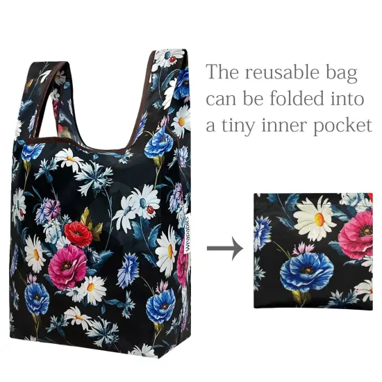 Wrapables JoliBag Collection Reusable Shopping Bag (Set of 2) Midnight Bouquet {5}