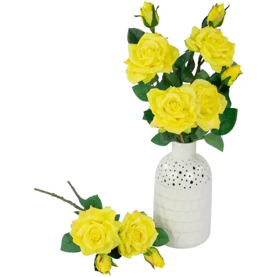Northlight Real Touch&trade; Yellow Artificial Rose Stems, Set of 6 - 19" {4}