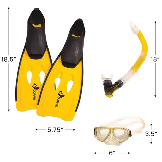 Pool Central 3pc Yellow and Black Pro Swimming Pool Snorkeling Set 18.5" - Extra Small {4}