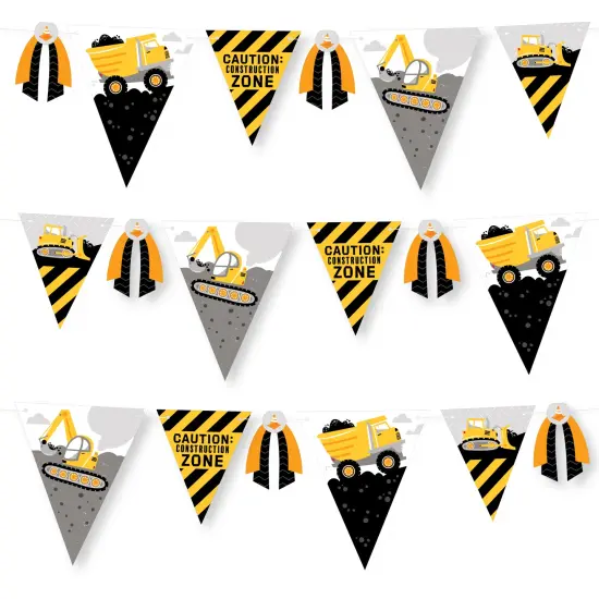 Big Dot of Happiness Dig It - Construction Party Zone - DIY Baby Shower or Birthday Party Pennant Garland Decoration - Triangle Banner - 30 Pieces {1}